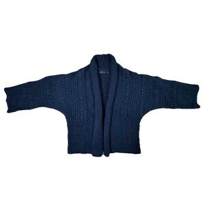 The Limited Open Front Cardigan Cropped Women S Black/Blue Preppy Chunky Kimono